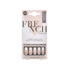 Salon Perfect Artificial Nails 156 Modern French Thick White Tip File & Glue Included 30 Nails - Salon Perfect