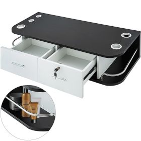 VEVOR Black & White Salon Wall Mount Styling Station Classic Locking 2 Drawers Storage Beauty Salon Spa Equipment Barber Station - Default