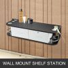 VEVOR Black & White Salon Wall Mount Styling Station Classic Locking 2 Drawers Storage Beauty Salon Spa Equipment Barber Station - Default
