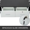 VEVOR Black & White Salon Wall Mount Styling Station Classic Locking 2 Drawers Storage Beauty Salon Spa Equipment Barber Station - Default